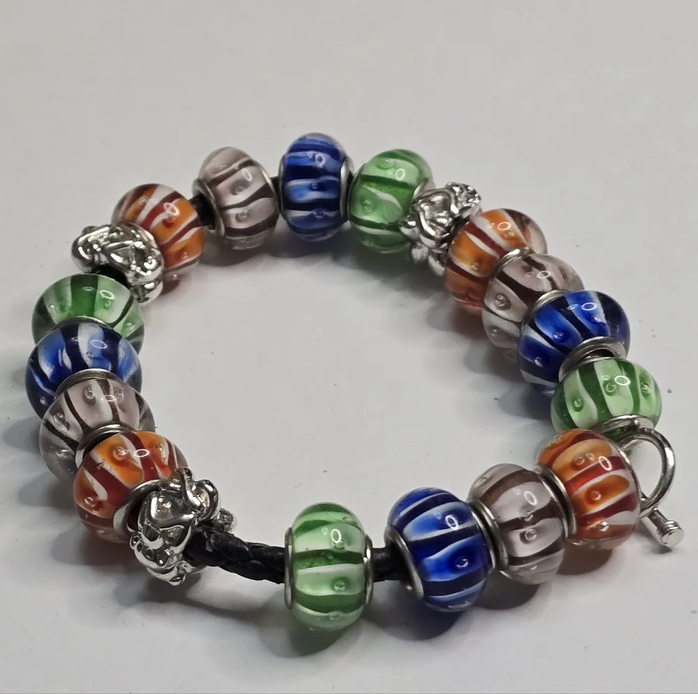 Treska Men's Large‎ Multicolor Beaded Charm Bracelet